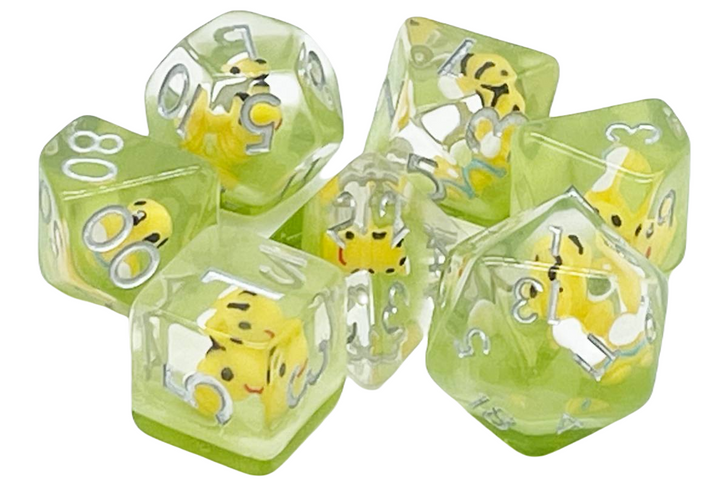 Old School Dice: 7 Piece Dice Set Animal Kingdom Baby Bumblebee