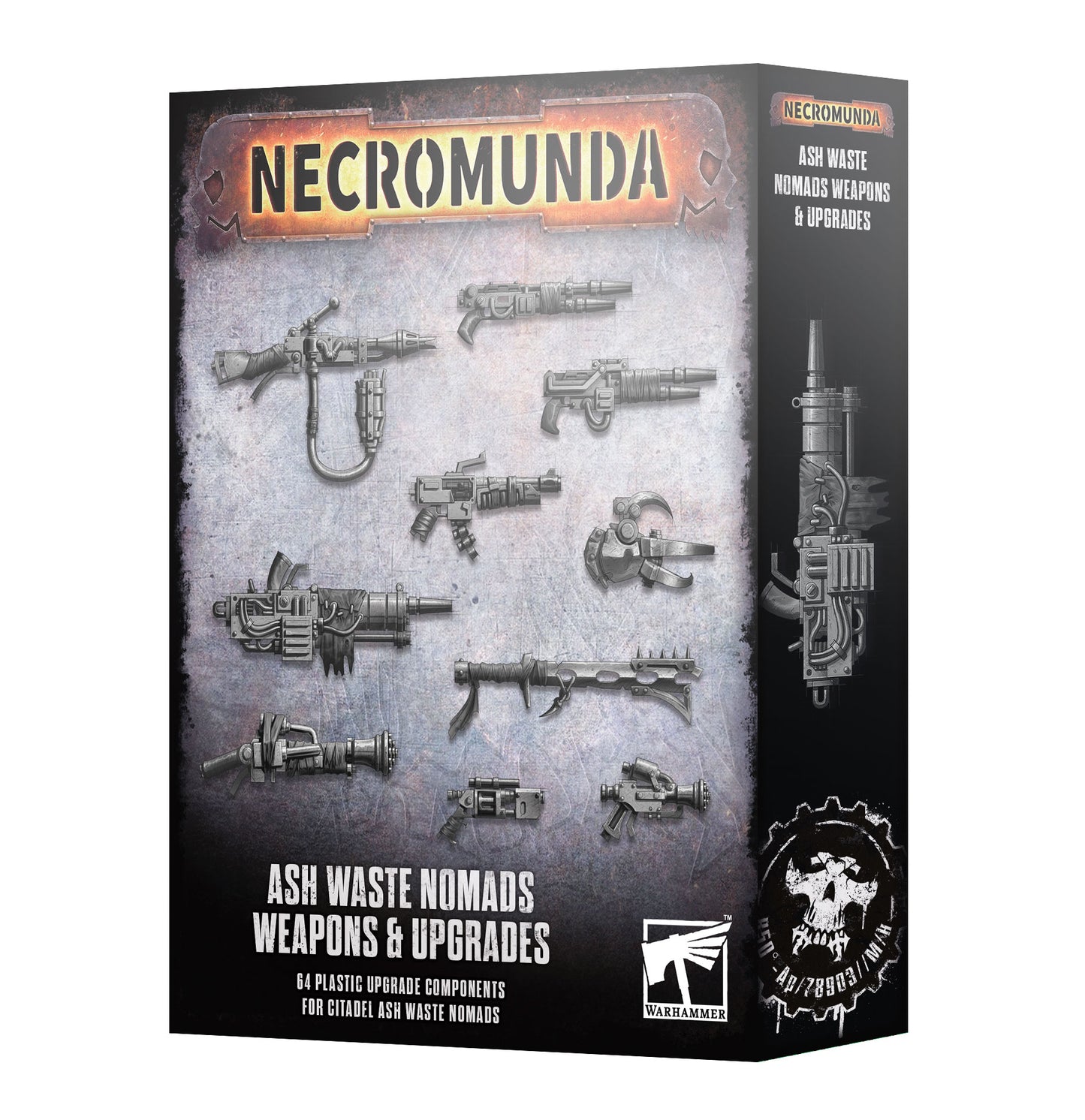 Box of Necromunda Ash Waste Nomads Weapons & Upgrades on a white background