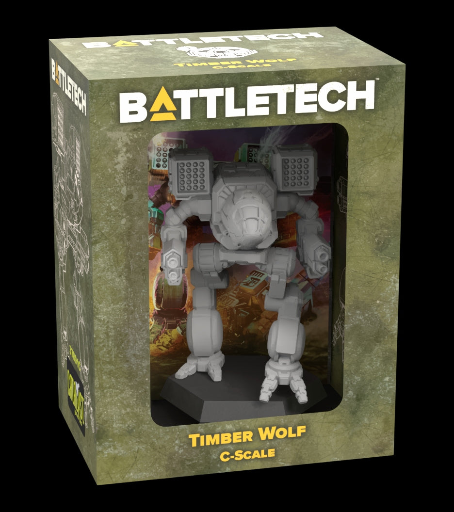 Battletech Timber Wolf figure in packaging with visible branding
