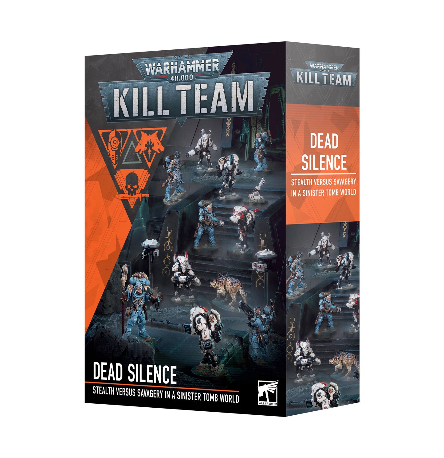Warhammer 40,000 Kill Team Dead Silence game box on a white background Stealth versus Savagery