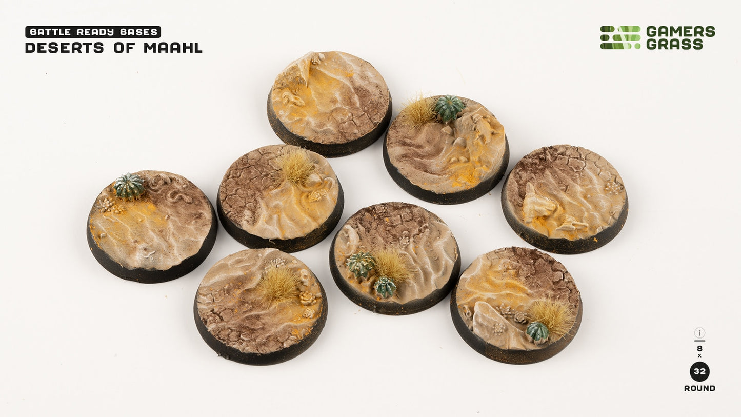GamersGrass: Deserts of Maahl Round Bases - 32mm