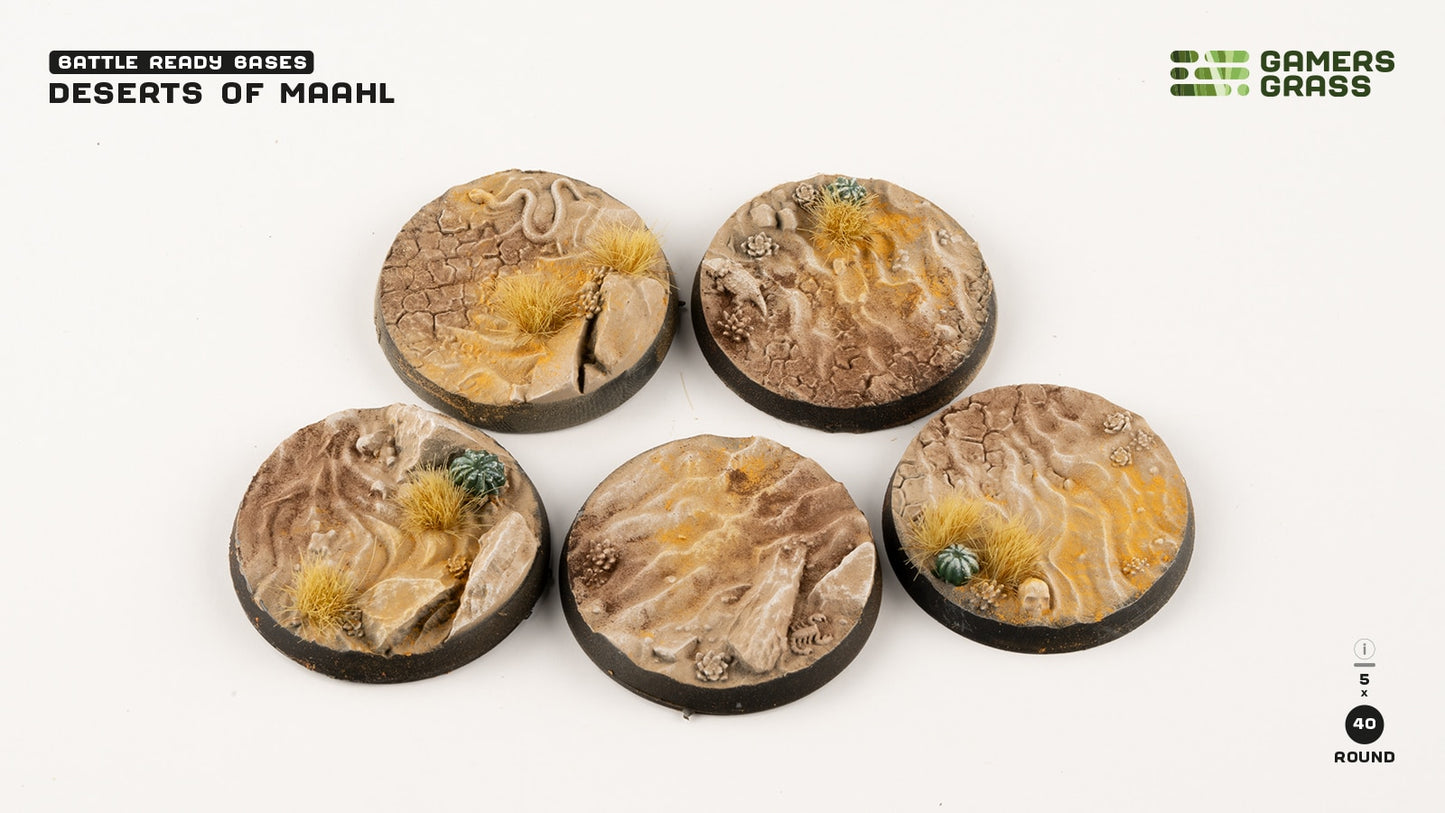 GamersGrass: Deserts of Maahl Round Bases - 40mm