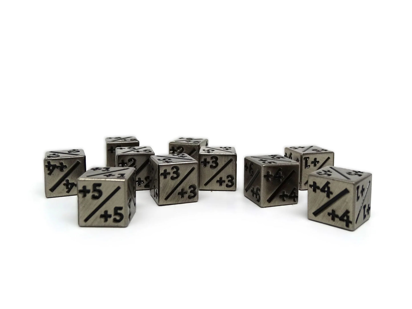 Easy Roller Dice: 10 Piece Counter Dice D6 - 12mm Legendary Silver Plus