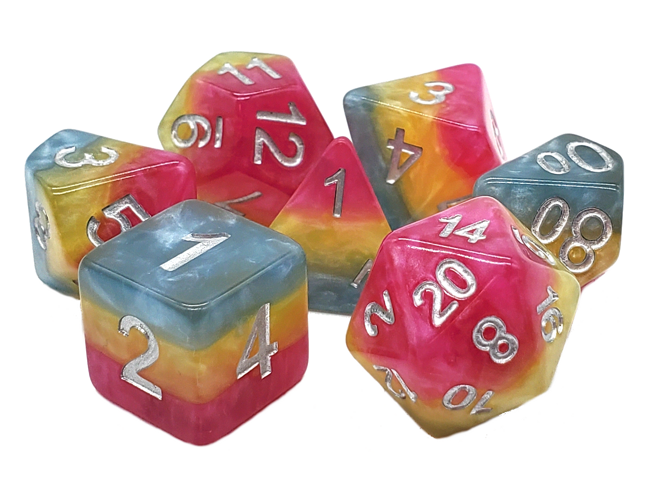 Old School Dice: 7 Piece Dice Set Gradients Fantasy Land