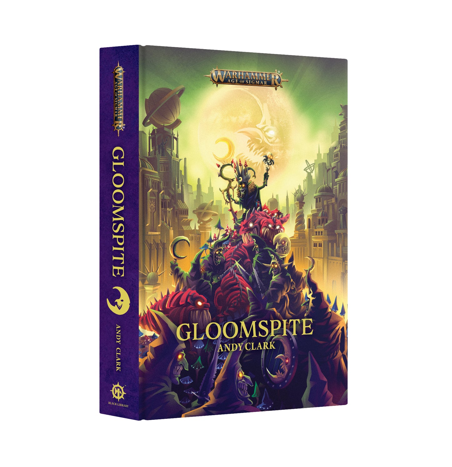 Book titled 'Gloomspite' by Andy Clark with a fantasy cover on a white background