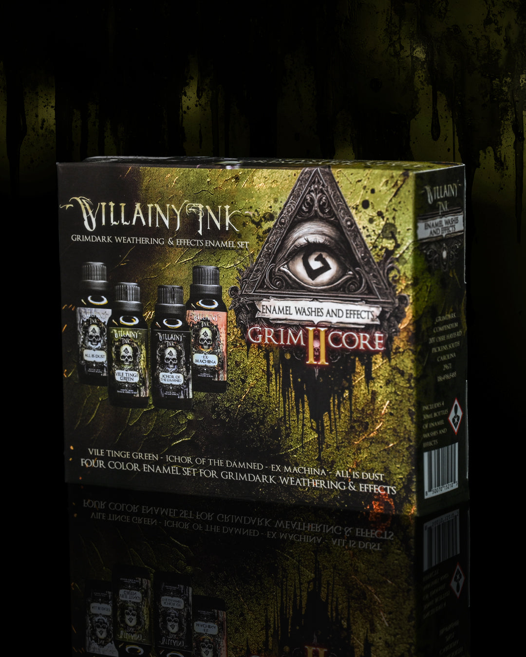 Villainy Ink Grimcore ink set packaging with dark background