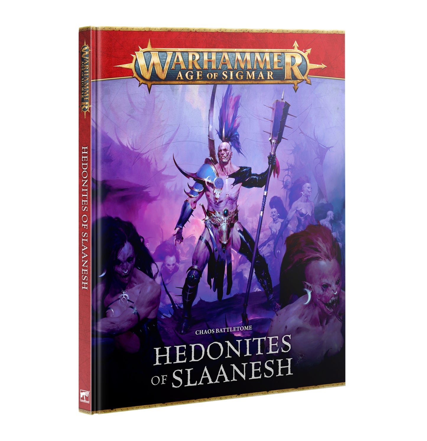 Warhammer Age of Sigmar book titled 'Hedonites of Slaanesh' on a white background