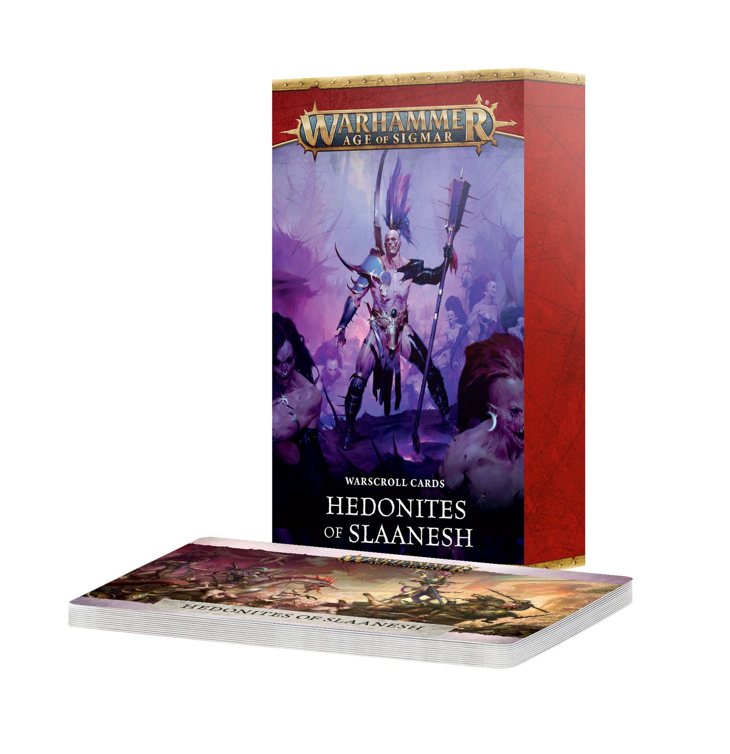 Warhammer Age of Sigmar card game box with cards displayed in front
