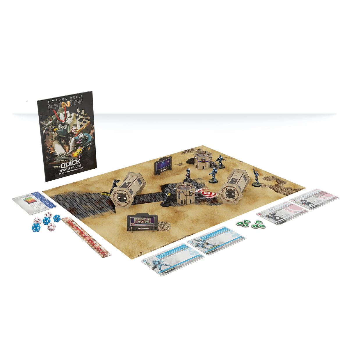 Contents of the Infinity Essentials Start Here kit on a white background