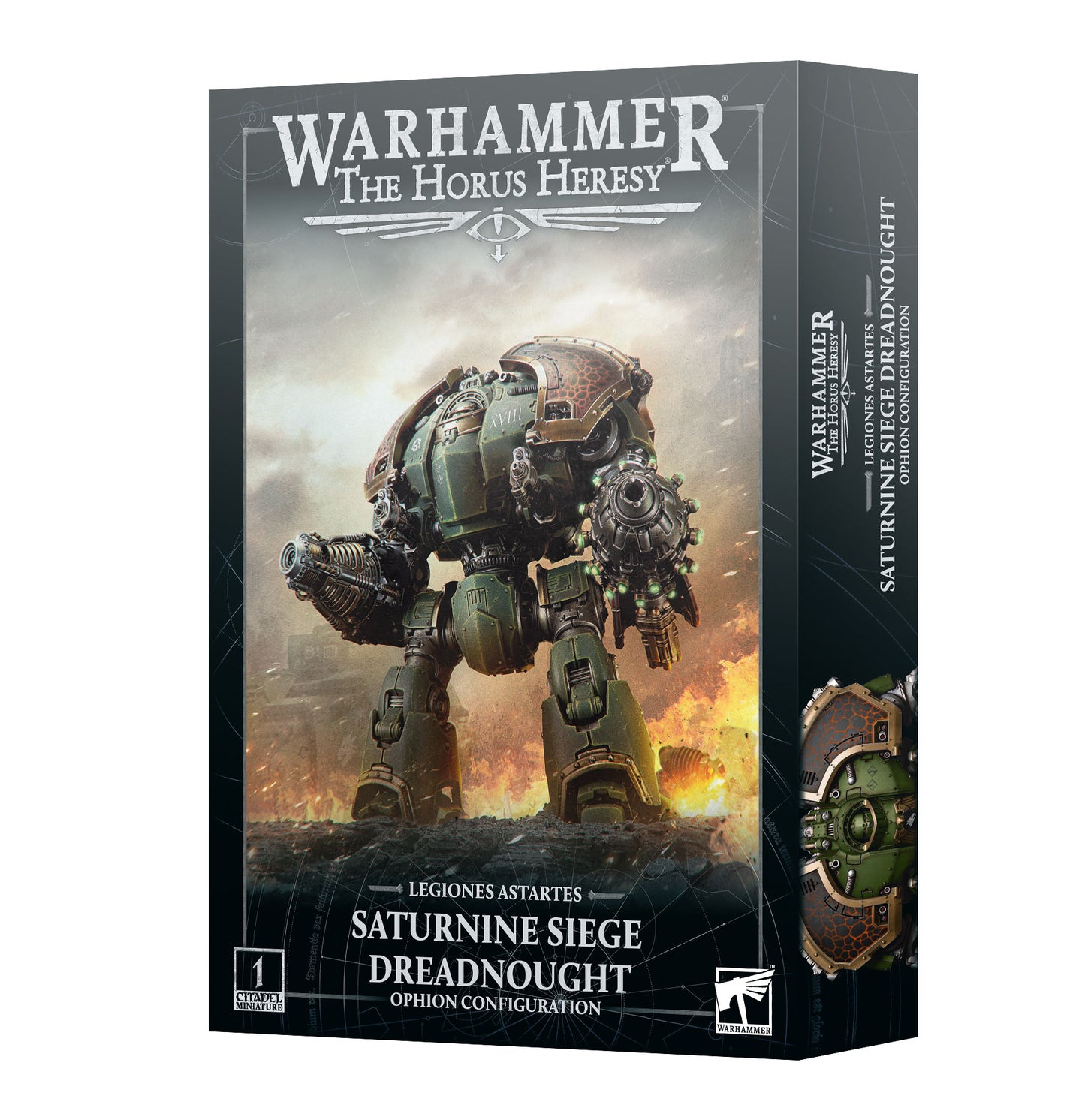 Warhammer The Horus Heresy Saturnine Siege Dreadnought box on a white background