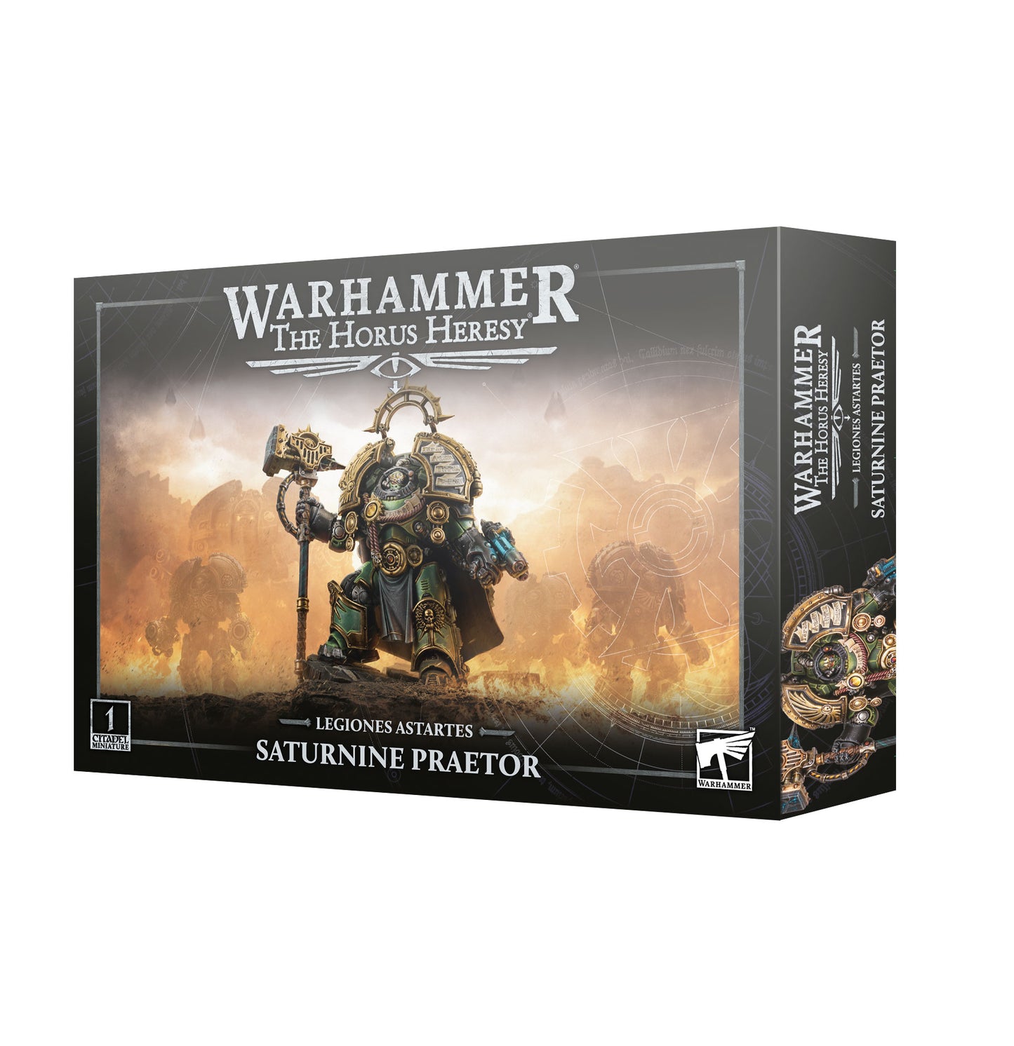 Warhammer The Horus Heresy Saturnine Praetor game box with warrior figure on a white background