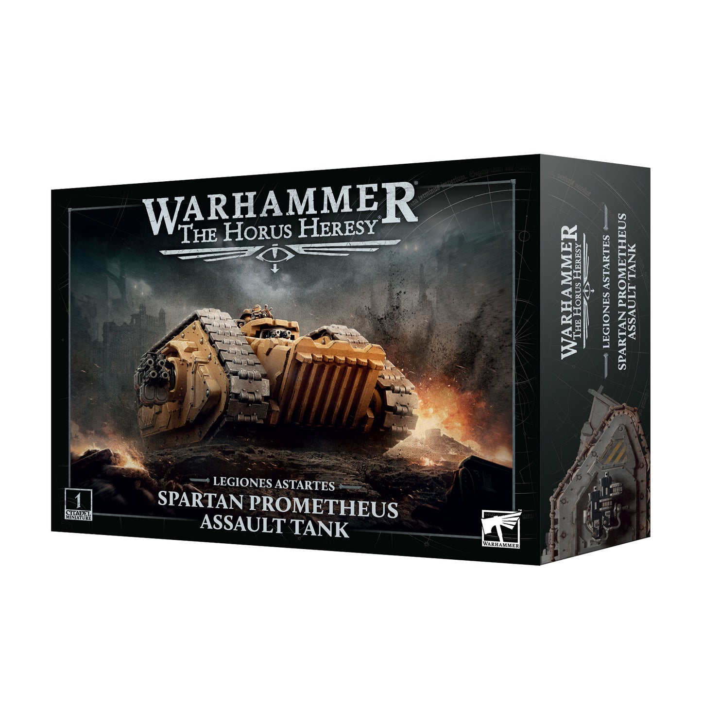 Warhammer The Horus Heresy Spartan Prometheus Assault Tank box on a white background