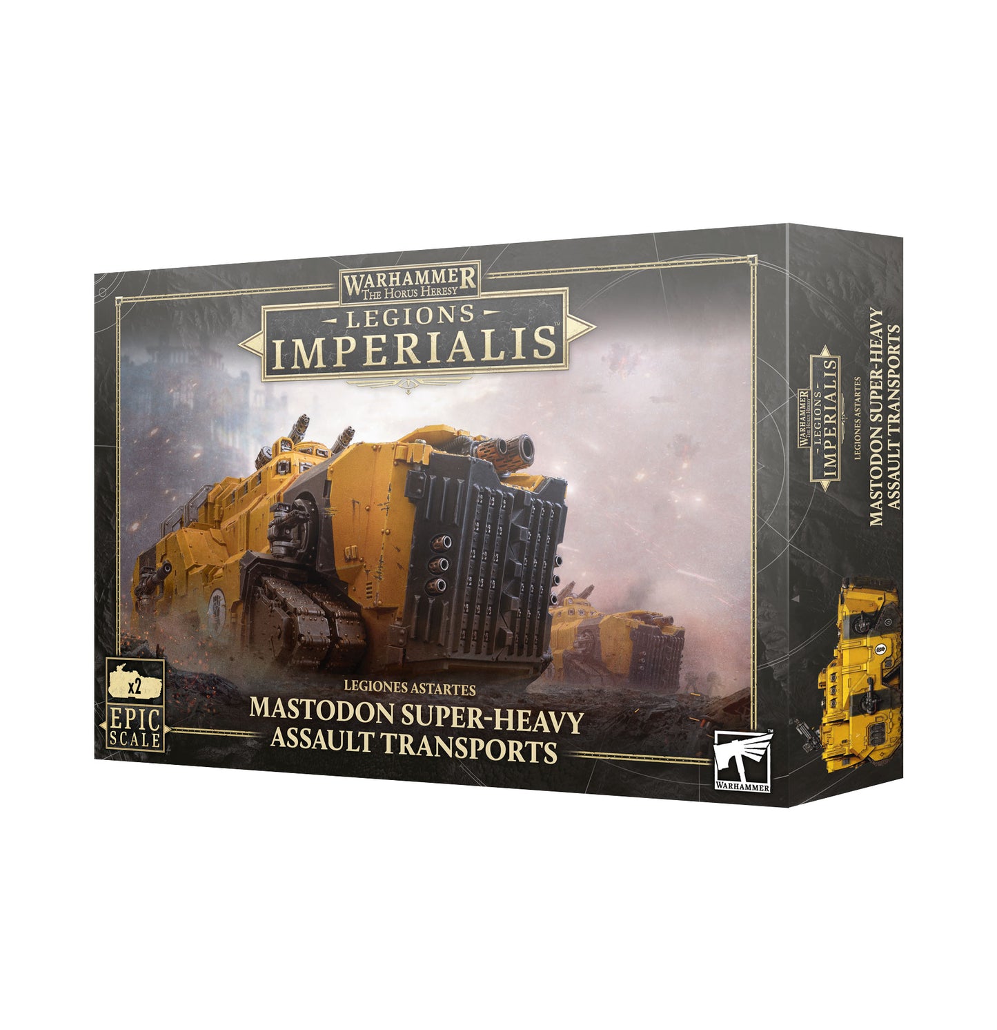 Box for Mastodon Super-Heavy Assault Transports from Warhammer Legions Imperialis on a white background