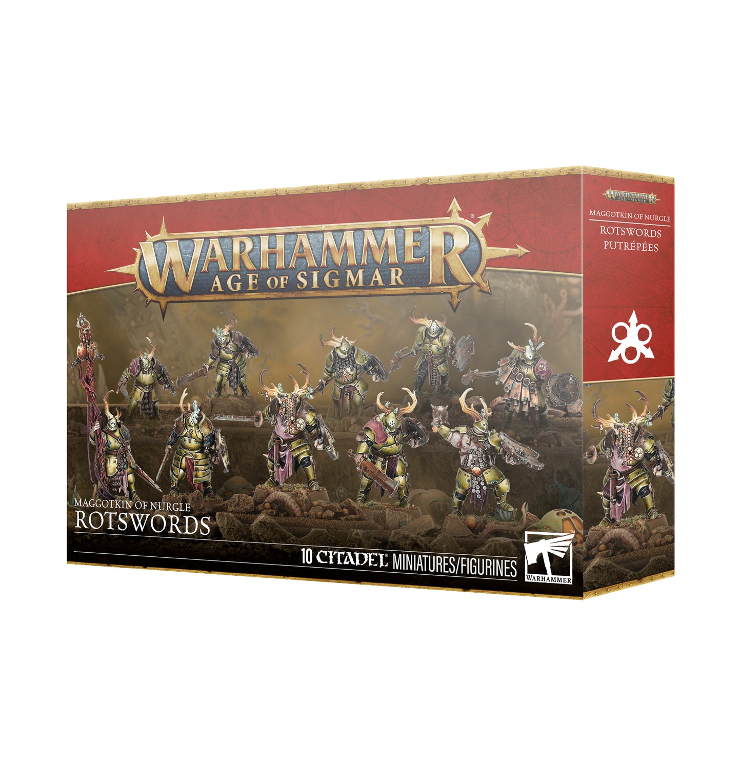 Warhammer Age of Sigmar Rotswords miniatures box on a white background