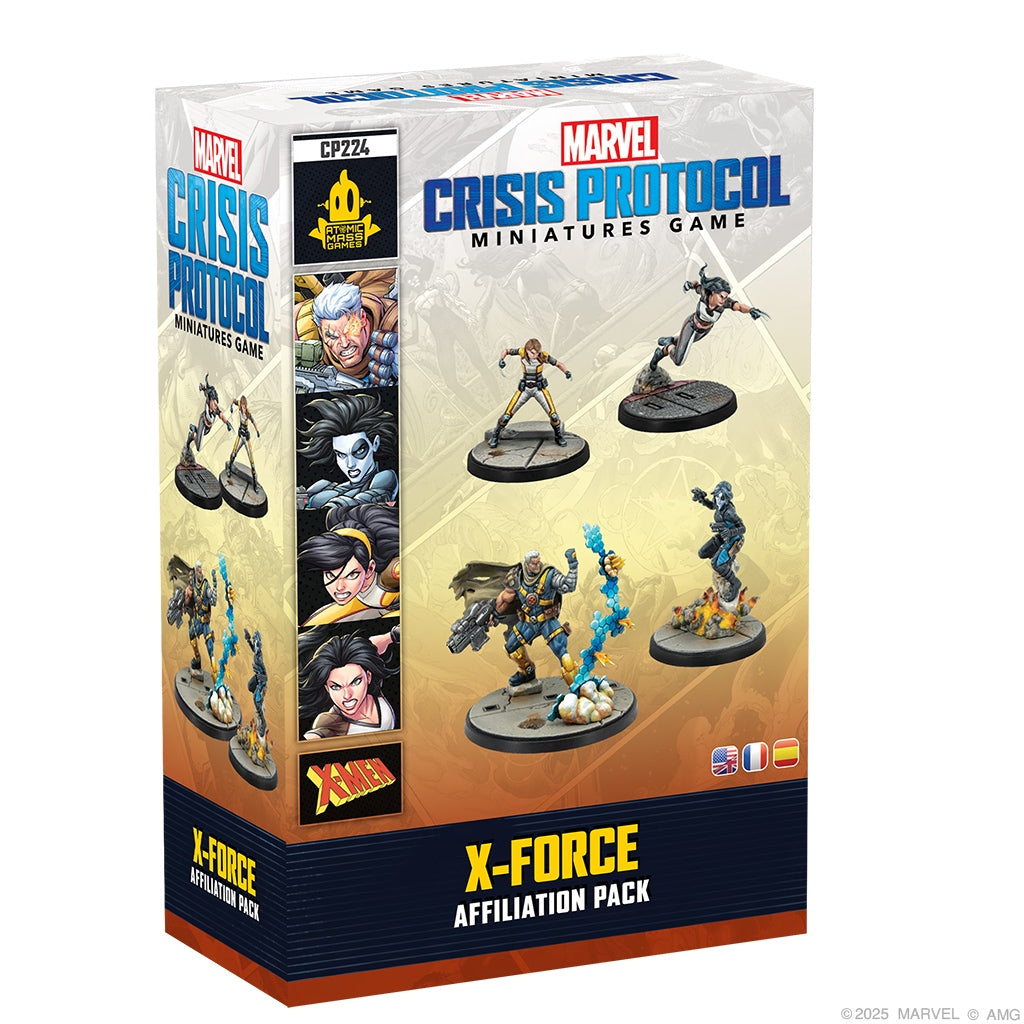 Marvel Crisis Protocol miniatures game X-Force affiliation pack packaging on a white background