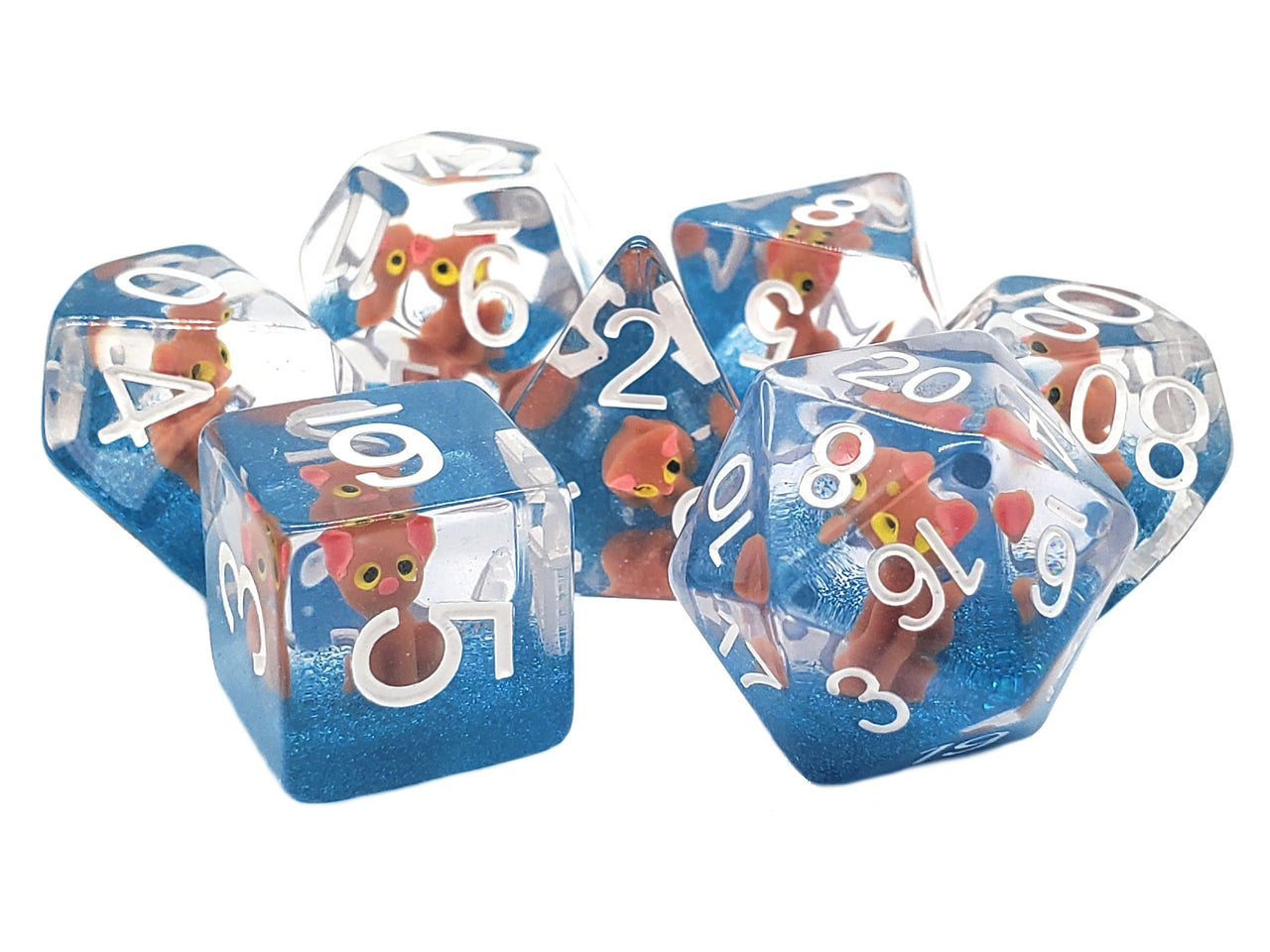 Old School Dice: 7 Piece Dice Set Animal Kingdom Here Kitty Kitty