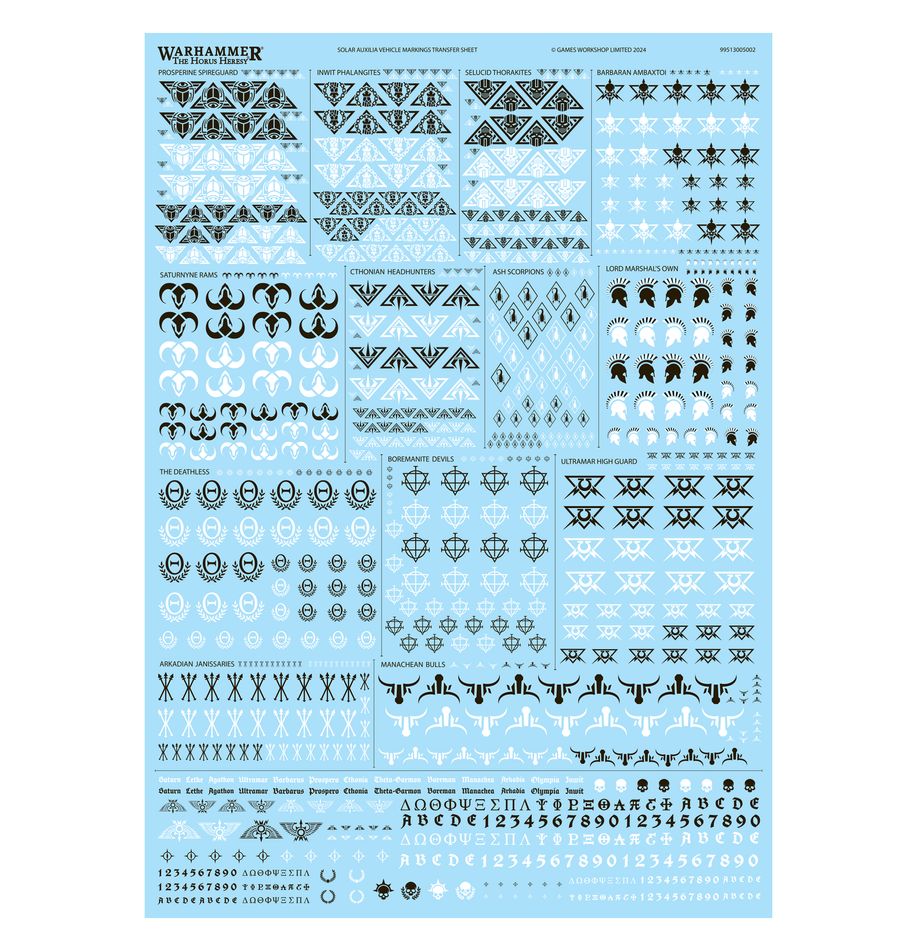 Solar Auxilia: Vehicle Markings Transfer Sheet | Warhammer The Horus Heresy