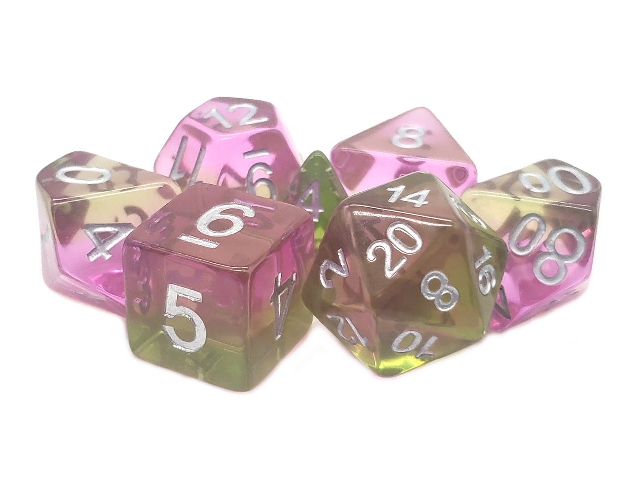 Old School Dice: 7 Piece Dice Set Gradients Springtime Bloom
