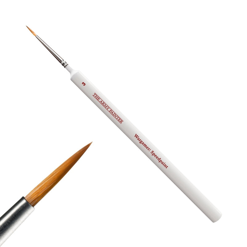 The Army Painter Wargamer: Speedpaint brush with a close-up of the bristles on a white background