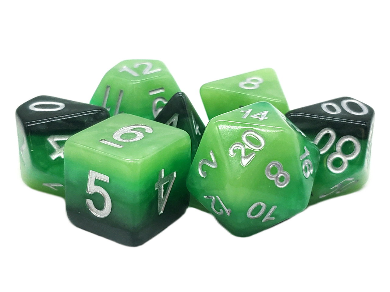 Old School Dice: 7 Piece Dice Set Gradients Treetop Canopy