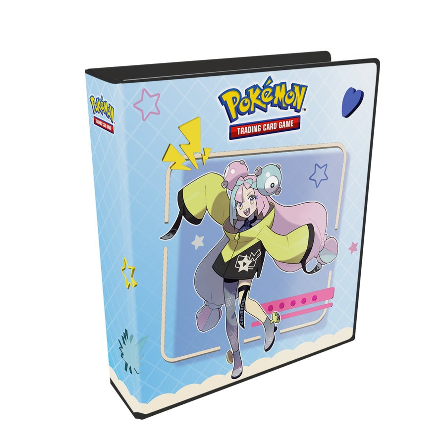 Pokémon trading card game binder with character design on a white background