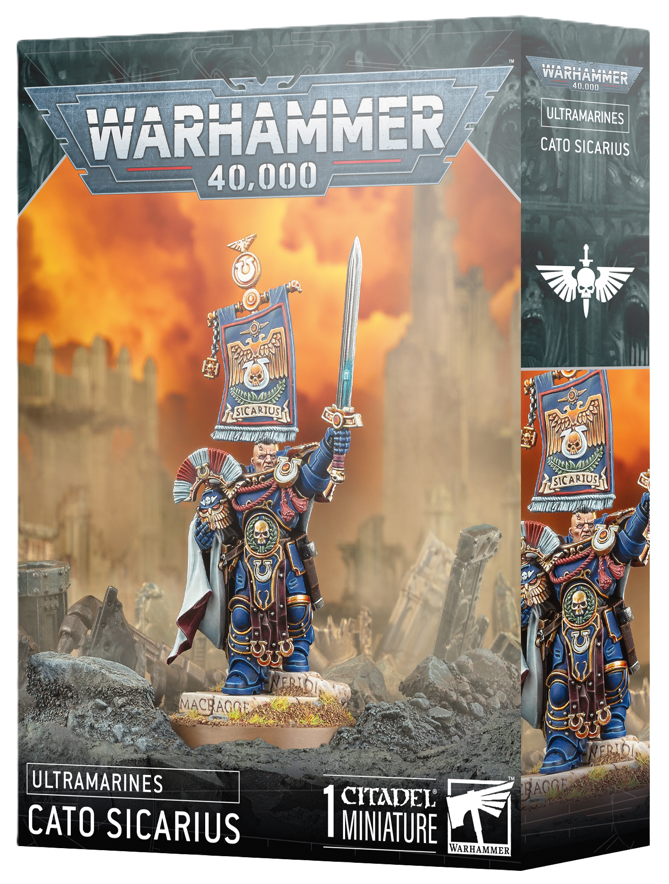 Warhammer 40,000 Ultramarines Cato Sicarius miniature figure packaging