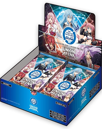 Booster Box of 'Union Arena' trading card packs with That Time I Got Reincarnated as a Slime characters on a white background