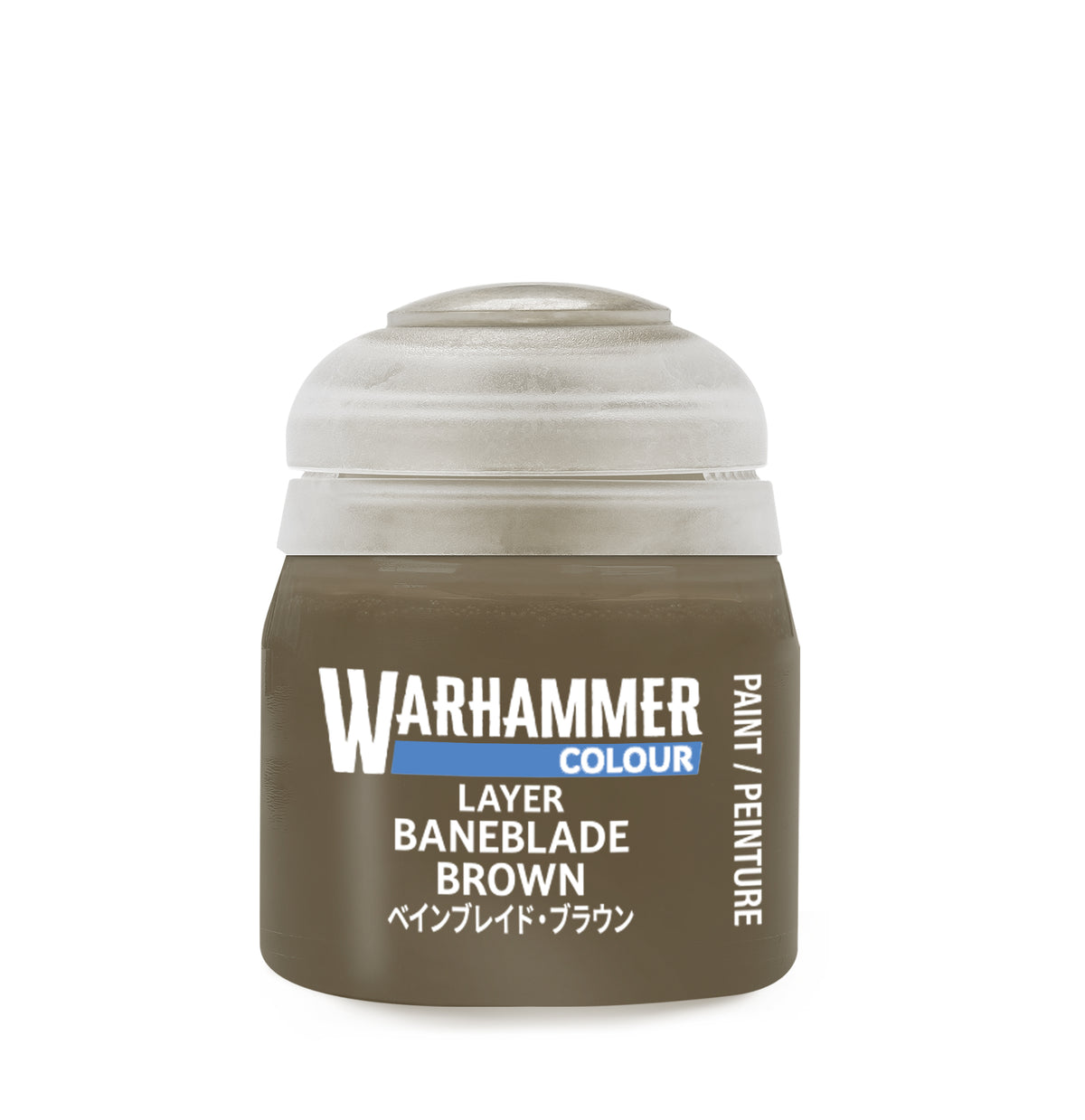 Warhammer Layer Baneblade Brown paint jar on a white background