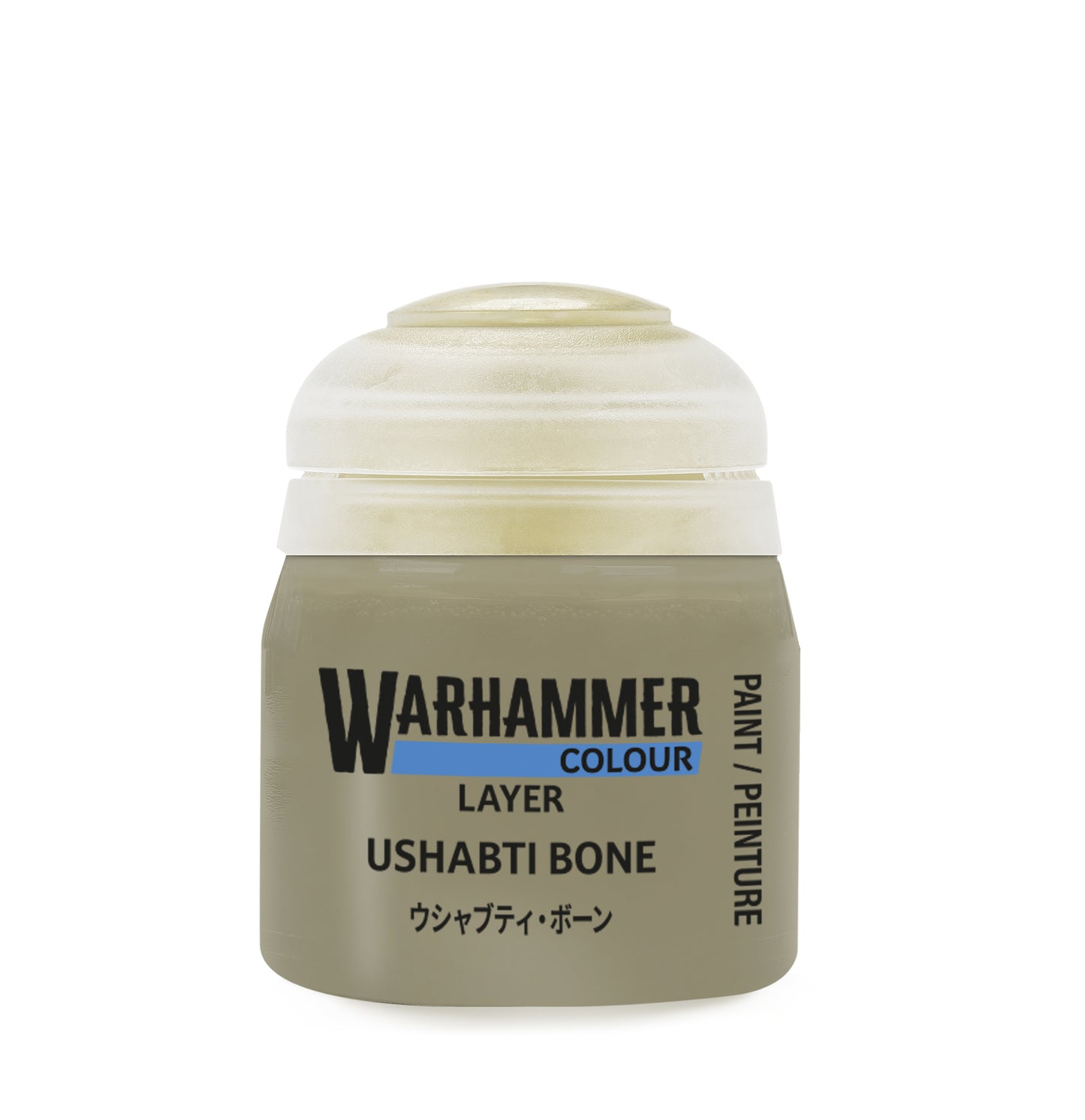Warhammer paint can labeled 'Ushabti Bone' on a white background