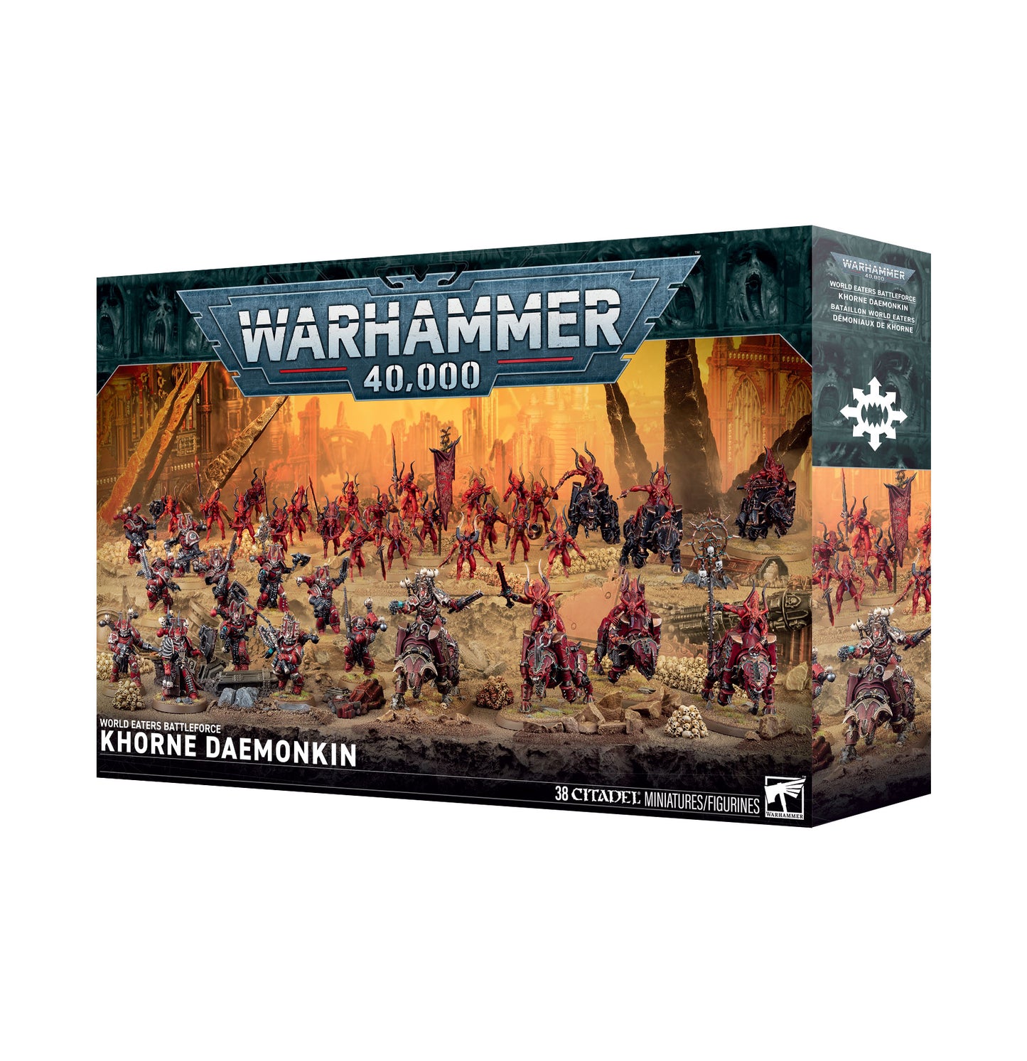 Warhammer 40,000 Khorne Daemonkin box set packaging on a white background