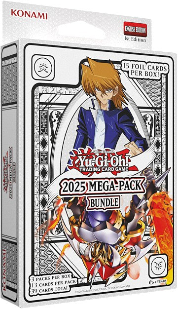 Yu-Gi-Oh! trading card game 2025 Mega Pack Bundle packaging with Konami branding.