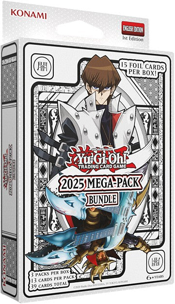 Yu-Gi-Oh! trading card game 2025 Mega-Pack Bundle packaging with Konami branding.