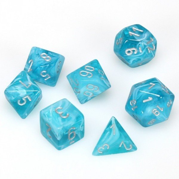 Chessex Dice: 7 Die Set - Cirrus - Aqua with Silver (CHX 27465) - Gamescape
