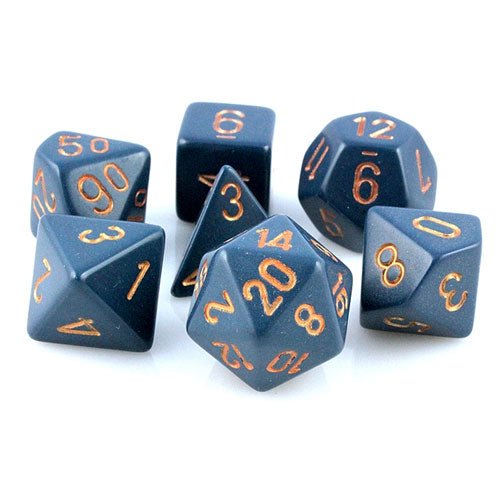 Chessex Dice: 7 Die Set - Opaque - Dusty Blue with Gold (CHX 25426) - Gamescape