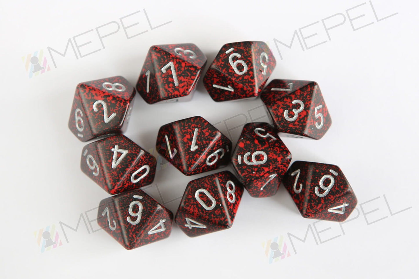 Chessex Dice: D10 - Speckled - Silver Volcano (CHX 25144) - Gamescape