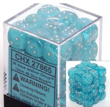Chessex Dice: D6 Block 12mm - Cirrus - Aqua with Silver (CHX 27865) - Gamescape