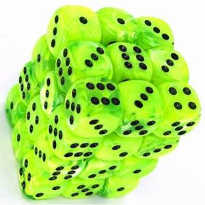 Chessex Dice: D6 Block 12mm - Vortex - Bright Green with Black (CHX 27830) - Gamescape