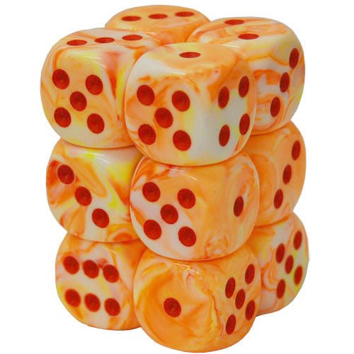 Chessex Dice: D6 Block 16mm - Festive - Sunburst with Red (CHX 27653) - Gamescape