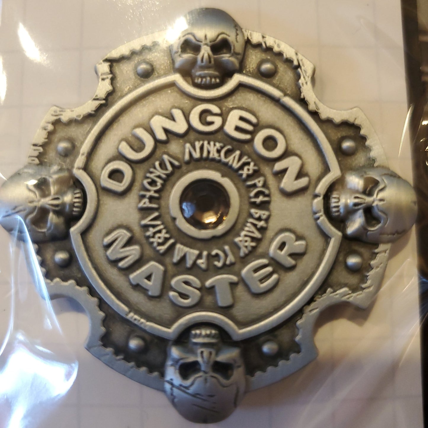 Dungeon Master Antique Silver Smoke Stone Enamel Pin - Gamescape