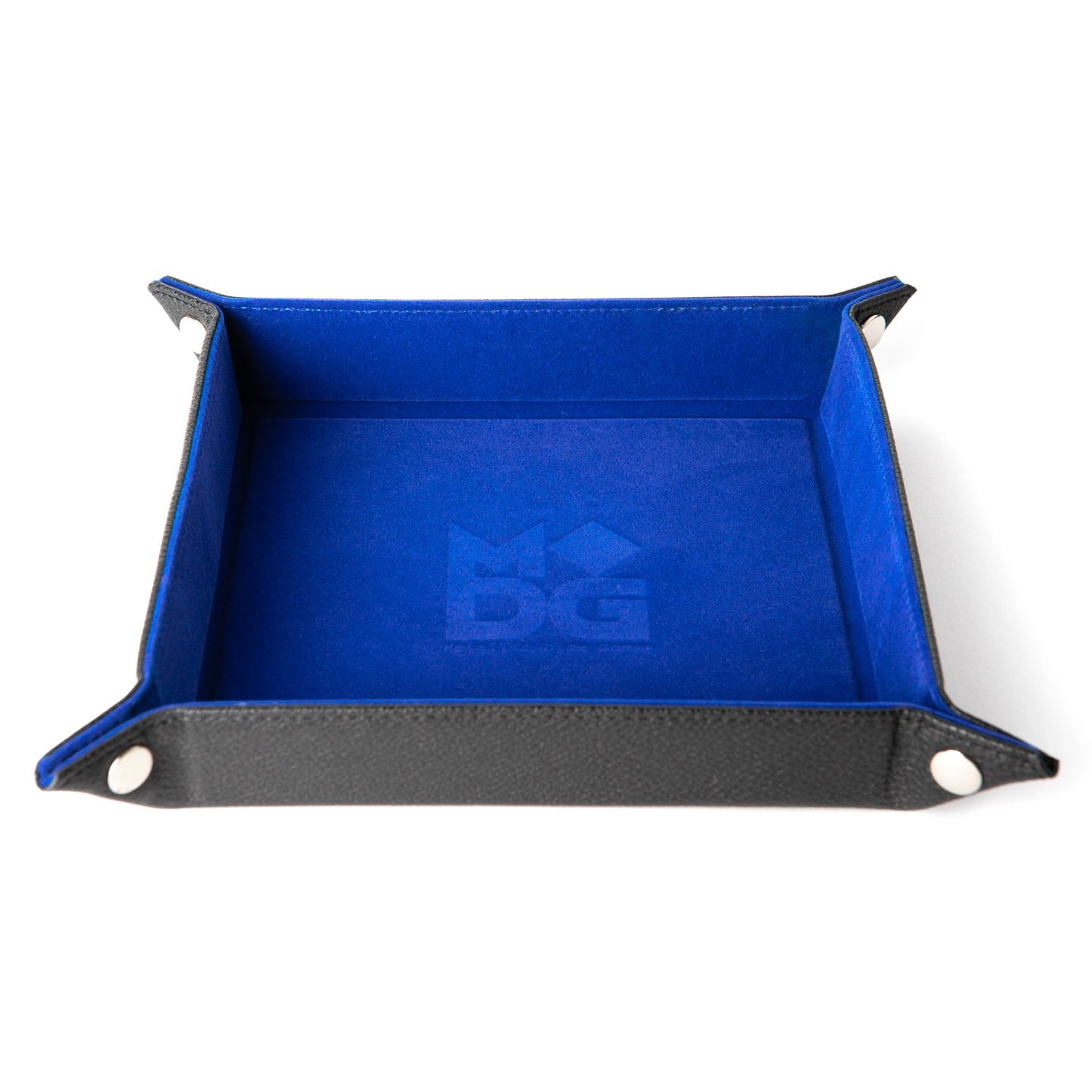Metallic Dice Games: Velvet Dice Rolling Tray with Leather Backing 10x10 Blue - Gamescape