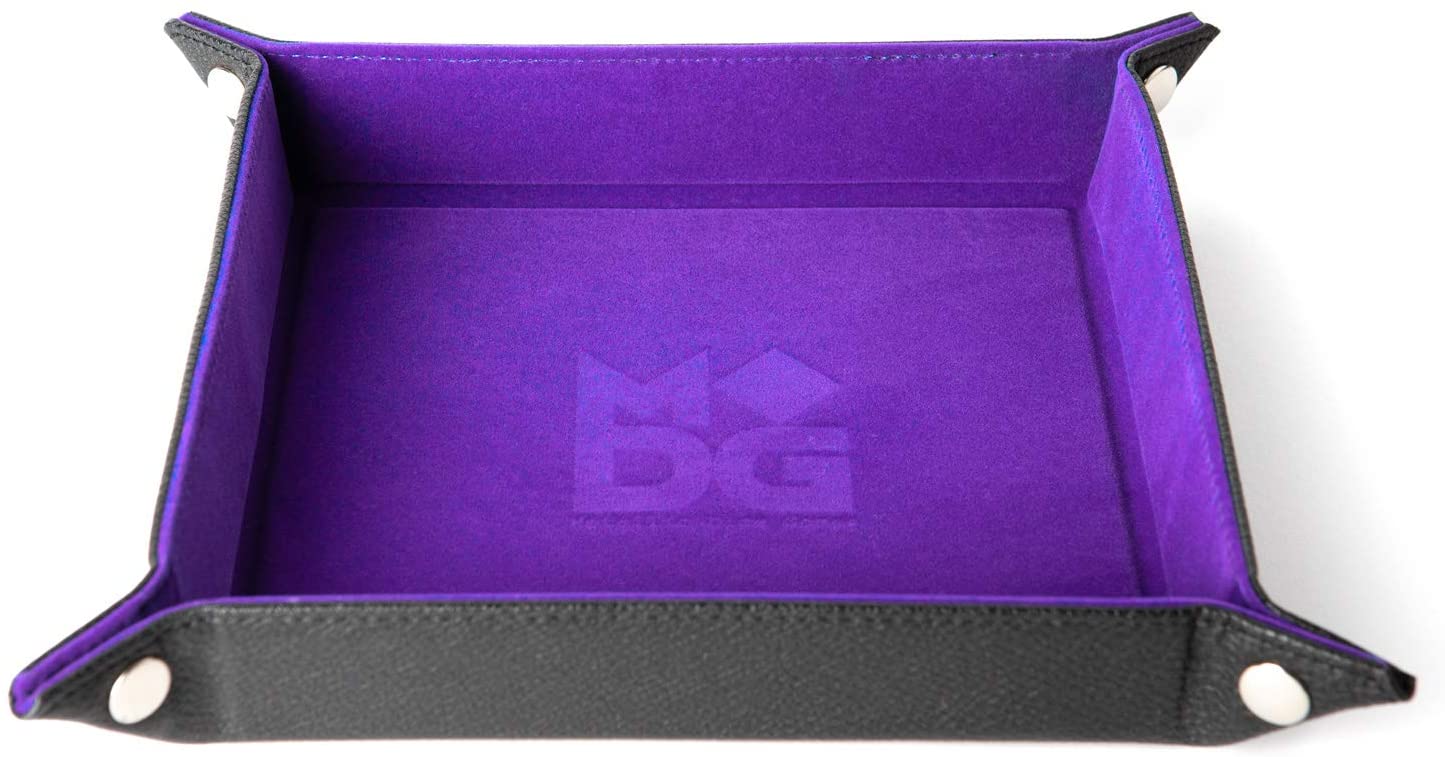 Metallic Dice Games: Velvet Dice Rolling Tray with Leather Backing 10x10 Purple - Gamescape