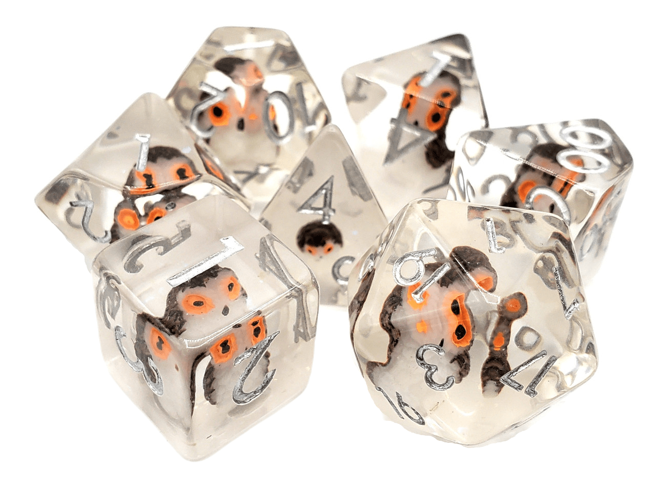 Old School Dice: 7 Die Set - Animal Kingdom - Brown Owl - Gamescape