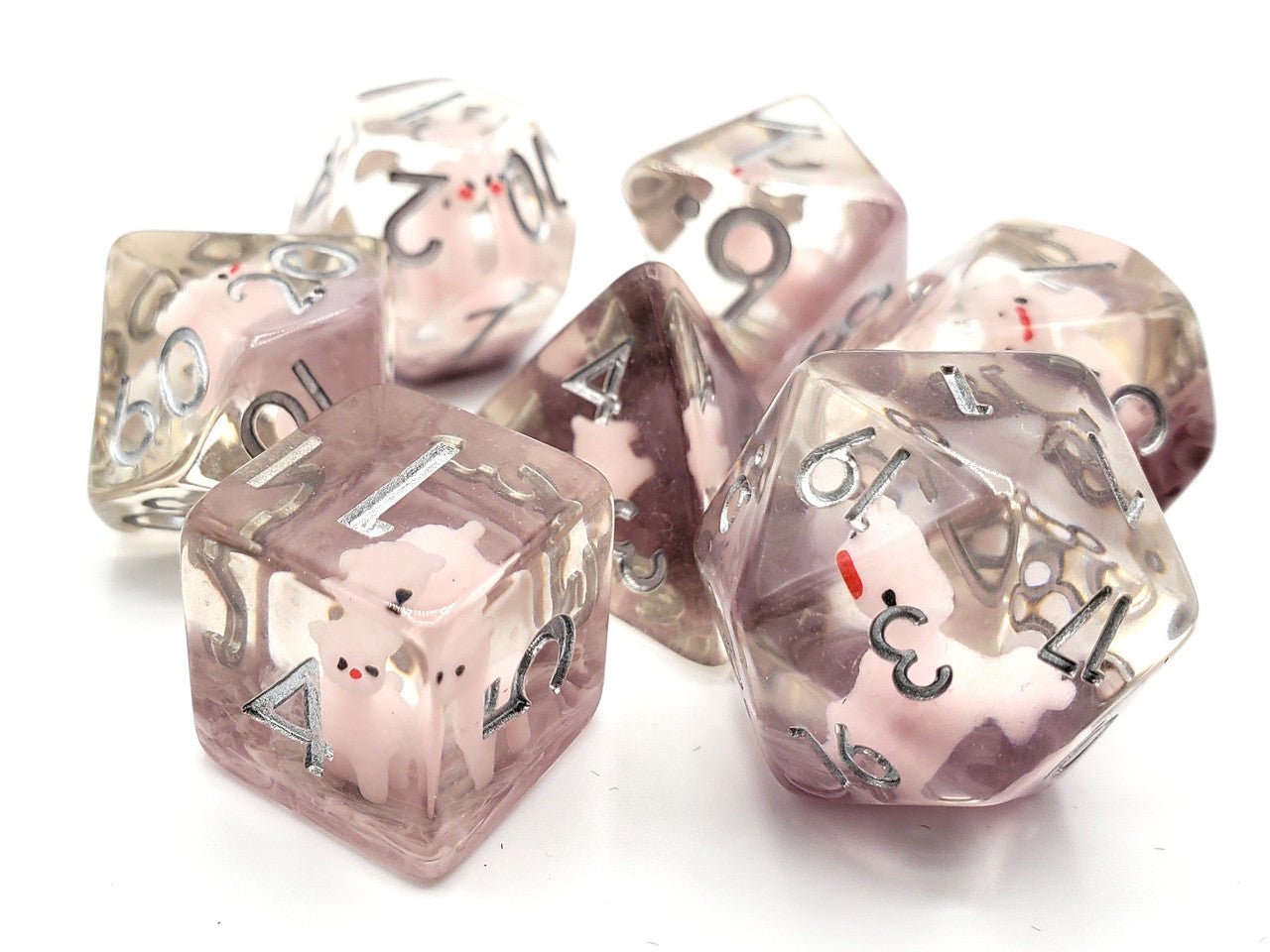 Old School Dice: 7 Die Set - Animal Kingdom - Pink Alpaca - Gamescape