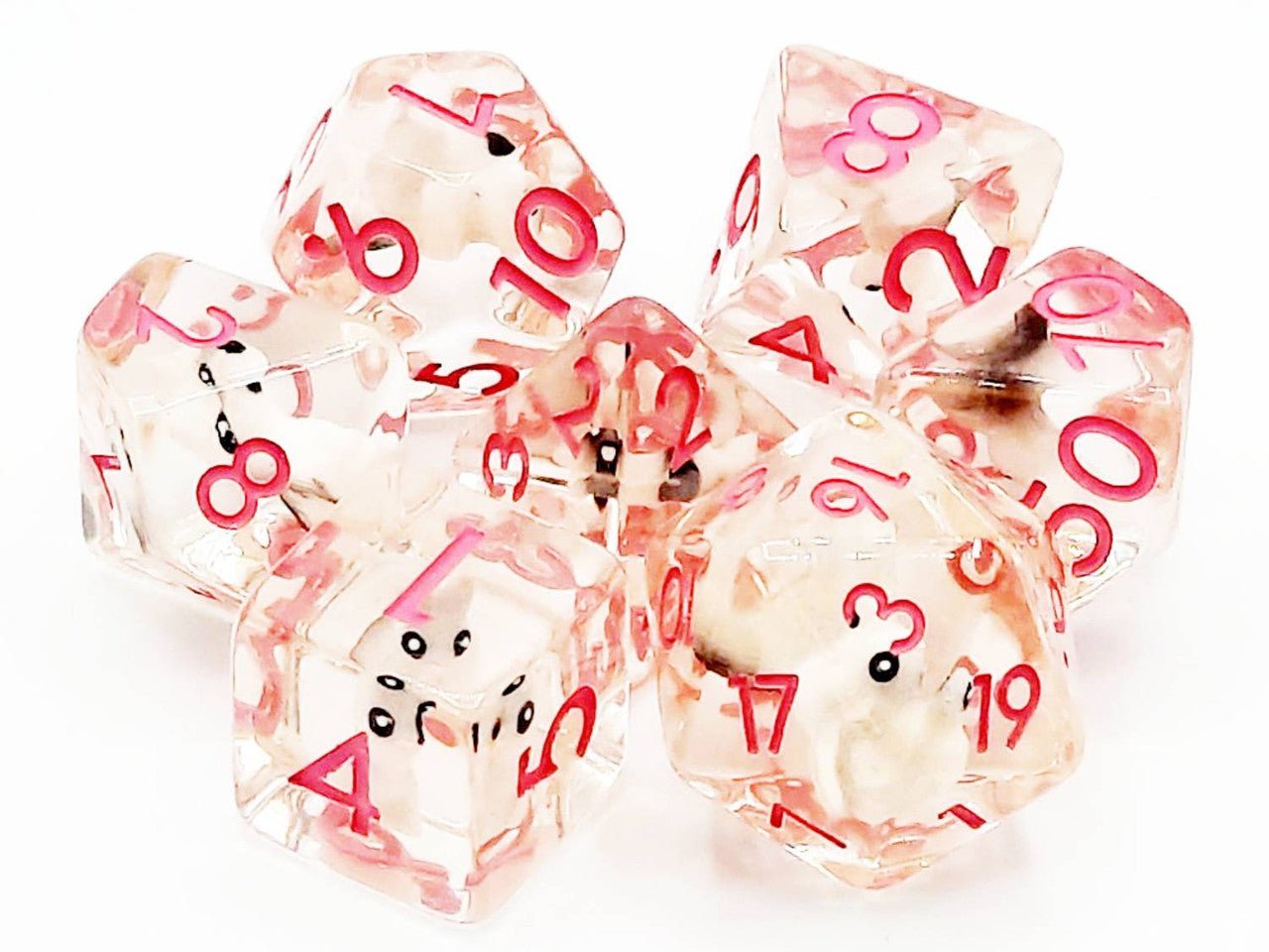 Old School Dice: 7 Die Set - Animal Kingdom - Pink Bunny Rabbit - Gamescape