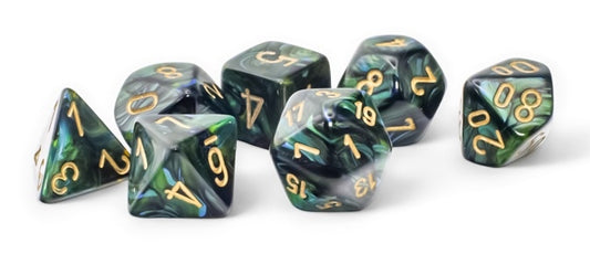 Chessex: 7 Piece Mega-hedral Dice Set Scarab Jade with Gold