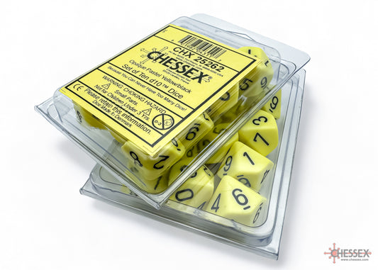 Chessex: D10 Dice Set Opaque Pastel Yellow with Black