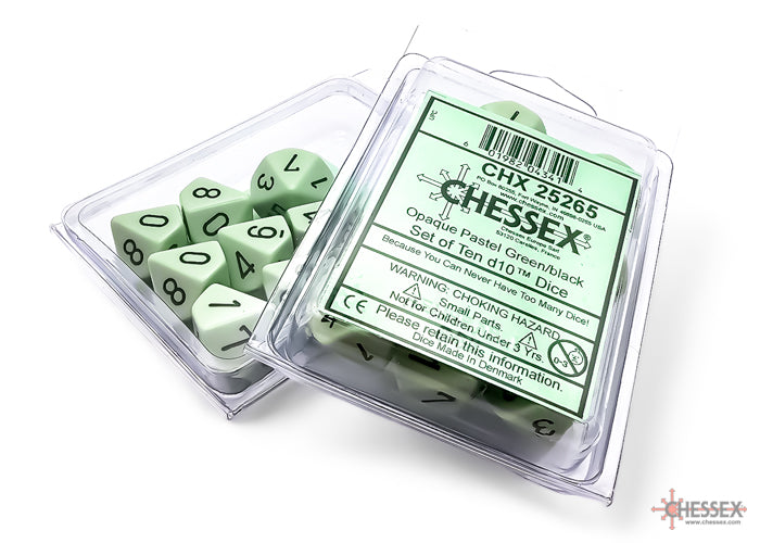 Chessex: D10 Dice Set Opaque Pastel Green with Black