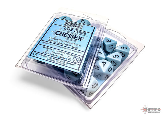 Chessex: D10 Dice Set Opaque Pastel Blue with Black