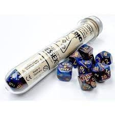 Chessex: 7 Piece Dice Set Lustrous Azurite with Gold (With Bonus Die)