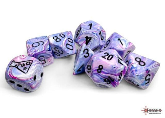 Chessex: 7 Piece Dice Set Festive Hydrangea with Black (With Bonus Die)